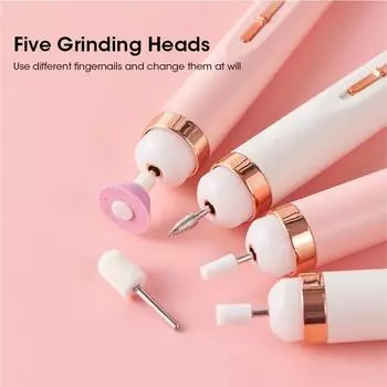 5-в-1 электрическая шлифовальная машинка для ногтей, мини-инструменты для ухода за ногтями и их украшения, инструменты для маникюра и дизайна ногтей для салонной дрели розовый