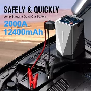 5 в 1 автомобильный пусковой агрегат с воздушным компрессором 150PSI, 12400 мАч, автомобильный внешний аккумулятор и зарядное устройство 2000A, пусковое устройство для автомобильного аккумулятора