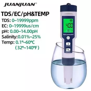5 в 1 цифровой PH TDS EC метр тестер температуры солености проводимость фильтр для воды ручка чистоты с подсветкой China бездна