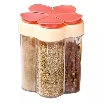 5 в 1 дорожные контейнеры для специй, шейкеры, прозрачные пластиковые контейнеры, герметичные крышки для кухни Red