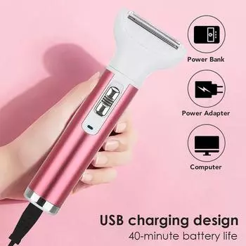 5 в 1 Электрический эпилятор USB Перезаряжаемая женская бритва для носа и лица, бровей, лица и тела, триммер для бровей красный