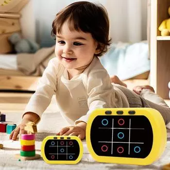 5 в 1 Электронная настольная игра Fidget Toys Настольные игры для детей и взрослых Стратегическая игровая консоль Развитие памяти Игровой автомат для путешествий жёлтый