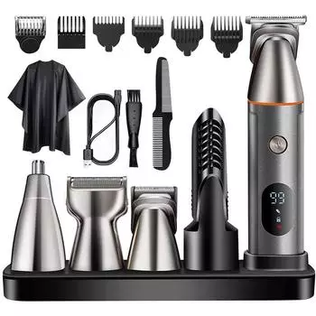 5 в 1 компл., триммер для бровей, триммер для носа, ушей, светодиодная мужская машинка для стрижки волос на теле, многофункциональная высокоточная USB Т-образная бритва с одной фольгой