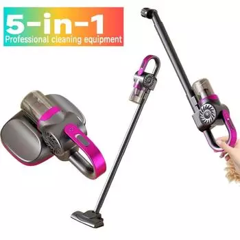 5-в-1 мощный беспроводной пылесос для удаления клещей для домашнего пылесоса, беспроводная ручная машина, глубокая роботизированная очистка клещей, автомобильные аксессуары белый