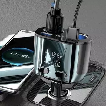 5 в 1 разветвитель автомобиля светодиод зажигания 3 зарядное устройство экран автомобильный адаптер быстрый чёрный