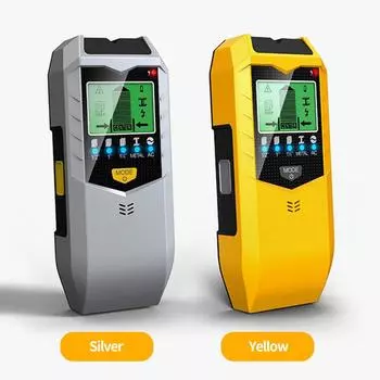 5 в 1 SH402 Датчик обнаружения стоек стены Сканер стены ЖК-дисплей Электронный детектор Край Центр Дерево Ток Металл AC Обнаружение проводов под напряжением серебряный