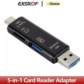 5 в 1 Тип C Micro USB SD Кардридер Адаптер Для GoPro Hero 12 11 10 9 8 7 6 5 4 Insta360 X2 X3 DJI Osmo Экшн Камера