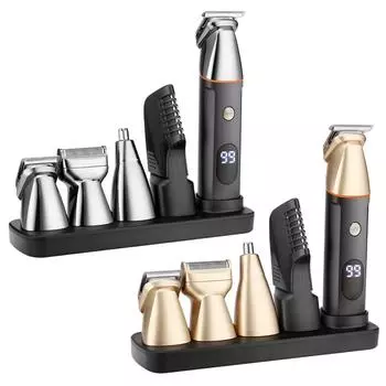 5 в 1 триммер для волос, машинка для стрижки волос, USB перезаряжаемая машинка для стрижки волос, дисплей с питанием, триммер для ухода за волосами, многофункциональный для домашних путешествий золотой