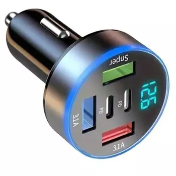 5 в 1 USB автомобильный адаптер для зарядки телефона с портом отображения напряжения OPPO PD Super для IPhone Dual D1B0 2PD+3USB digital display-One size