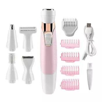 5-в-1 USB зарядка электрическое устройство для удаления волос для женщин портативное электрическое устройство для удаления волос для женщин инструменты для ухода за кожей розовый