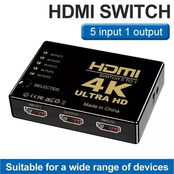 5 в 1 выход HDMI-переключатель-сплиттер 5x1 HDMI-совместимый коммутатор 4K HD 1080P HD-MI Switcher Box видео-аудио адаптер для HDTV ПК