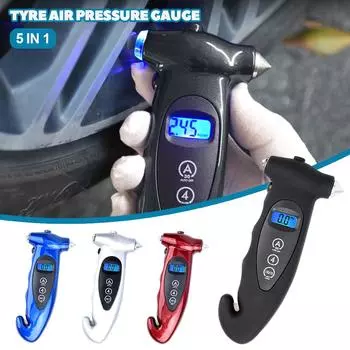 5 в 1 ЖК-цифровой автомобильный высокоточный манометр для измерения давления в шинах, многофункциональный монитор серебряный