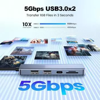 5-в-2 USB C HUB USB 3.0 HUB Тип C Док-станции USB-разветвитель 5 Гбит/с Высокоскоростной адаптер передачи данных OTG для ноутбука Macbook