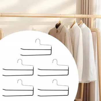 5 вешалок для брюк, джинсов и леггинсов - органайзер для шкафа, экономящий место чёрный