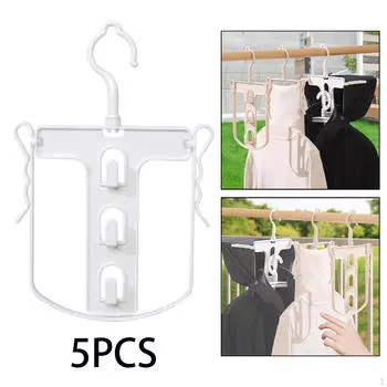 5 вешалок для сушки одежды с капюшоном для организации пространства в шкафу белый