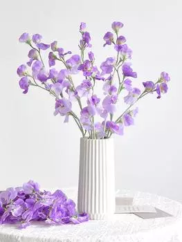 5 веток яркий центральный элемент стола искусственный гороховый цветок искусственная цветочная композиция настоящие сенсорные цветы для свадебной вечеринки венок своими руками цветочный фиолетовый
