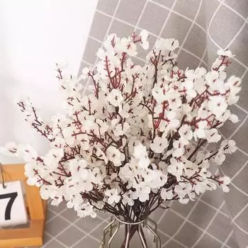 5 вилок сливы искусственные цветы шелковые гипсофилы цветы для дома гостиная ваза декор поддельные свадебные рождественские фоновые украшения белый