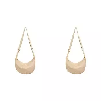 5# Women Straw Woven Crescent Bag Hobo Sling Bag for Outdoor Travel (Khaki)