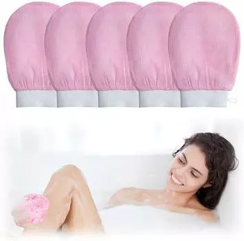 5 x отшелушивающие перчатки Silkify Шелковые отшелушивающие перчатки, инструмент для отшелушивания тела, рукавица для душа, отшелушивающая рукавица для омертвевшей кожи 5 PCS фиолетовый