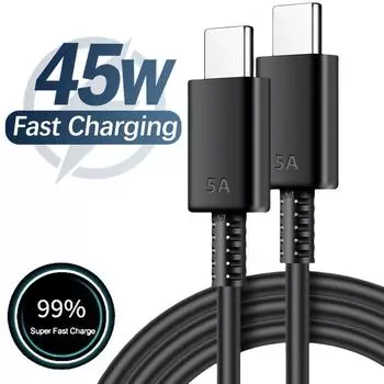 5A 45W Dual USB C сверхбыстрый кабель для быстрой зарядки Samsung S22 S23 S24 Plus Note 20 Ultra A53 A54 A55 PD шнур для быстрой зарядки и передачи данных 1m