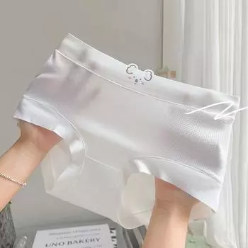 5A антибактериальное чистое хлопковое нижнее белье для девочек с милыми треугольными чашечками, белые летние дышащие сексуальные трусики из ледяного шелка со средней талией и принтом коалы M