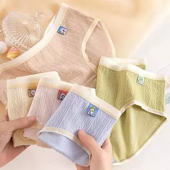 5a Антибактериальные женские трусики с мультяшной тканевой этикеткой, трусики со средней талией, облегающие бедра, подростковые трусики-треугольники с рисунком для студентов M