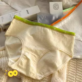 5A grade baby cotton underwear with a girl s sports style antibacterial crotch comfortable waist seamless breathable pure cotton triangle Panties M белый