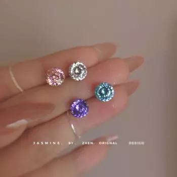 5A Sterling Silver Bird s Nest Ear Studs Sleep Zircon Bird s Nest White 6mm Single