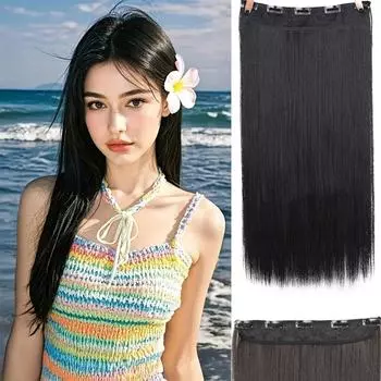 5Clips In Hair Синтетические длинные прямые волосы для наращивания Натуральные накладные волосы для женщин Косплей Вечеринка Одежда 55cm