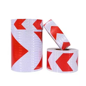 5cm/10cm/20cm*5m Arrow Reflective Safety Tape White-Red Warning Waterproof Stickers Outdoor Eye-Catching Adhesive Film For Truck