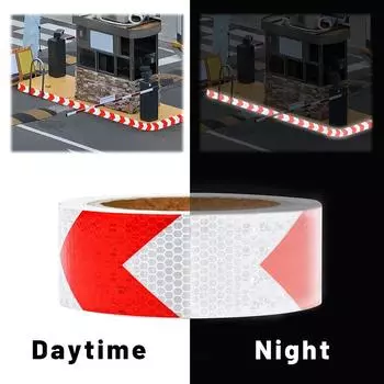 5CM*25M White-Red Self Adhesive Arrow Reflective Warning Stickers Bicycle Waterproof Conspicuity Reflectors Tapes For Trucks Car