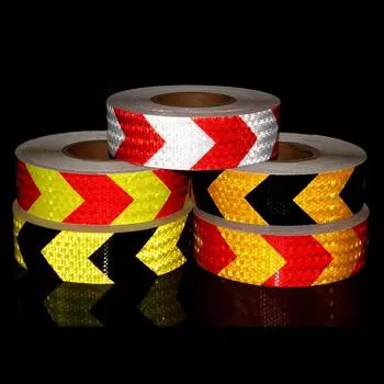 5cm*50m High Visibility Reflective Tapes Arrow White-Red Yellow-Black Waterproof Adhesive Strips Conspicuity Safety Car Stickers