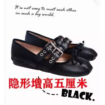 5cm small man inner height increase bow shallow mouth ballet shoes women wear autumn round head strap single shoes 34