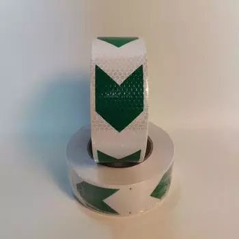 5cmm*25m Arrow Reflective Hazard Safety Warning Caution Tapes White-Green Reflectors Adhesive Stickers For Trailer Vehicle Stair