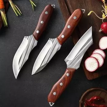 5Cr15Mov Нержавеющая сталь Нож для резки мяса Фруктовый мясник Обвалочный нож Ручная ковка Кухонный нож шеф-повара A