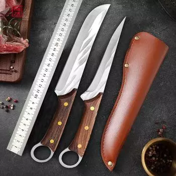 5Cr15Mov Нож для обвалки из нержавеющей стали Нож мясника Бытовой нож для нарезки Тесак для мяса Фруктовый нож Уличный нож A with cover