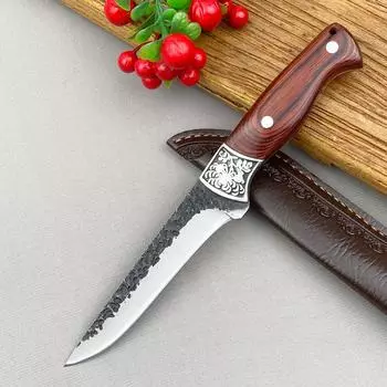 5Cr Нержавеющая сталь Кухонный нож для нарезки Нож шеф-повара Нож для обвалки мяса Кухонные ножи Тесак для мяса A with cover