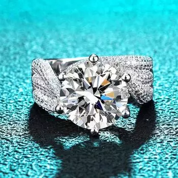 5CT Роскошное кольцо с муассанитом для женщин D Цвет Princess Bridel Lab с бриллиантами обручальное кольцо S925 Твердый посеребренный родий 5