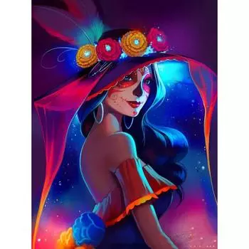 5D Алмазная картина Алмазная вышивка Полный дисплей Изображение Стразы Призрачное лицо Девушка Домашний декор Full Round 20X30CM