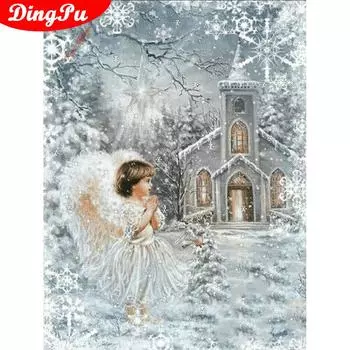 5D Алмазная картина Ангел Полный круглый дрель Rhinestone Handcraft Kit Художественная картина Подарок любовнику 20X30CM