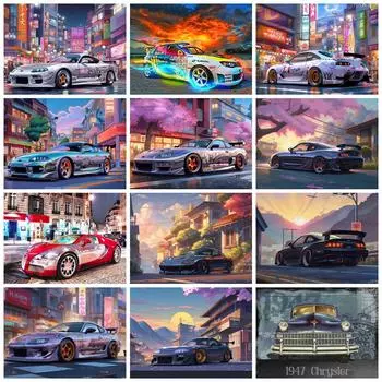 5D Алмазная Картина Автомобиль Улица Домашний Декор Полная Квадратная Круглая Вышивка Мозаика Пейзаж Настенное Искусство Full Round 20x30CM
