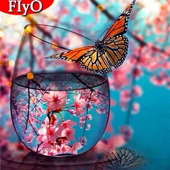 5D Алмазная картина Бабочка Полный квадратный/круглый флакон Алмазная вышивка Животное Мозаика Украшение дома Full Round 30x30CM