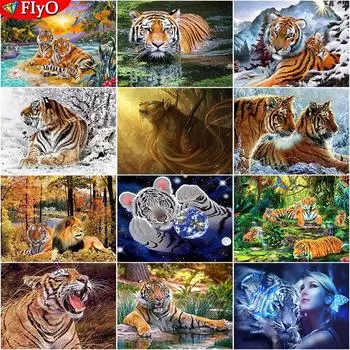 5D Алмазная картина Белый Тигр Полный квадратный круглый мозаика Набор для вышивки крестом Алмазная вышивка Животный Домашний декор Full Round 20X30CM красный