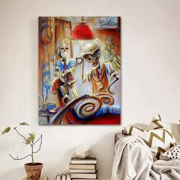 5d Алмазная картина Череп Стоматологи Круглая дрель Алмазная мозаика Картина Вышивка Наклейка Хэллоуин 20X30CM