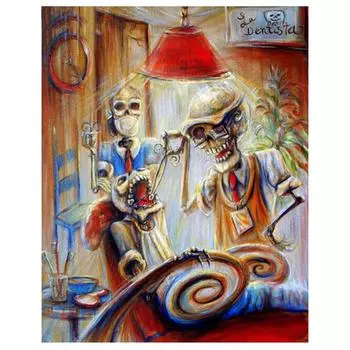5d Алмазная картина Череп Стоматологи Круглая дрель Алмазная мозаика Картина Вышивка Наклейка Хэллоуин 20X30CM