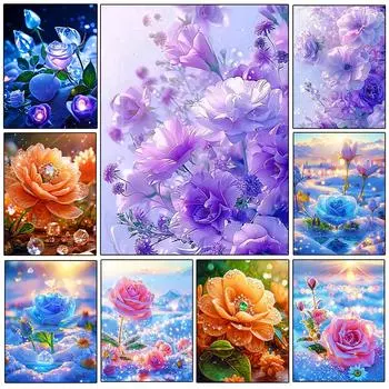 5D Алмазная картина Цветочная роза Мозаика Крест Вышивка Набор Полная Алмазная вышивка Домашнее украшение 2024 Новая серияDIY Full Round 20x30CM