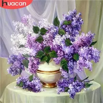 5D Алмазная картина Цветок Полная алмазная вышивка Фиолетовый сиреневый узор Вышивка крестом 20*20 cm