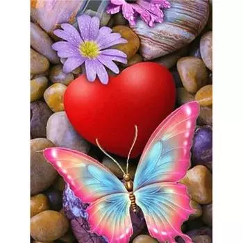 5D Алмазная картина Цветок Роза Бабочка Вышивка крестиком Алмазная вышивка 20X30CM