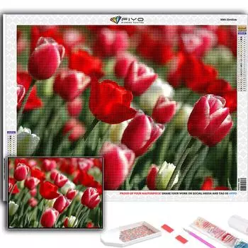 5D Алмазная картина Цветы Тюльпаны DIY Алмазная вышивка Горный хрусталь Украшение дома Full Round 20X30CM