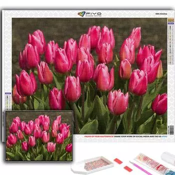 5D Алмазная картина Цветы Тюльпаны DIY Алмазная вышивка Горный хрусталь Украшение дома Full Round 20X30CM